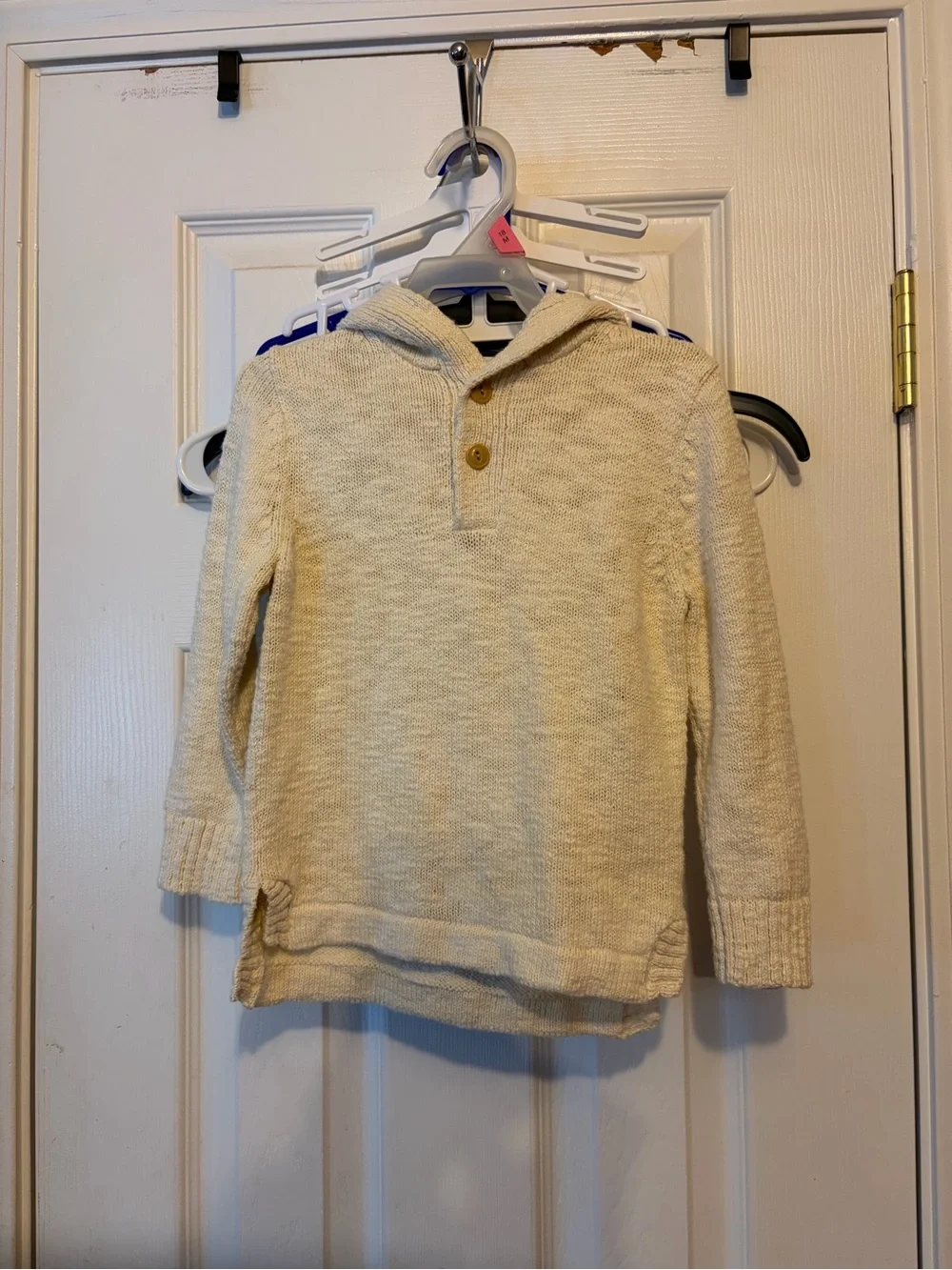 NWT🏷️Baby Gap Ivory Boys’👦🏻Hooded Thermal Waffle Knit Henley Hoodie Sz 2T